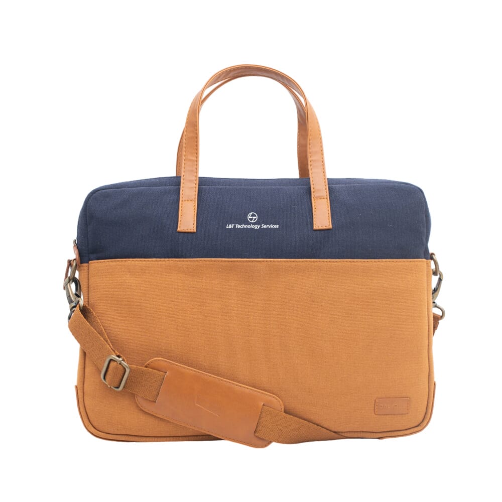 Oliver Laptop Sling Bag- Khakhi With Navy Blue-7.2L